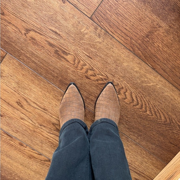 Brown Crocodile-Patterned Marc Fisher Ankle Boots - Picture 7 of 8